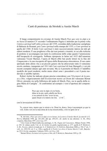 Canti di penitenza _CN_ - Dipartimento di Filologia Moderna