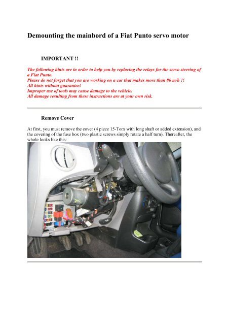 Demounting the mainbord of a Fiat Punto servo motor - Darisus