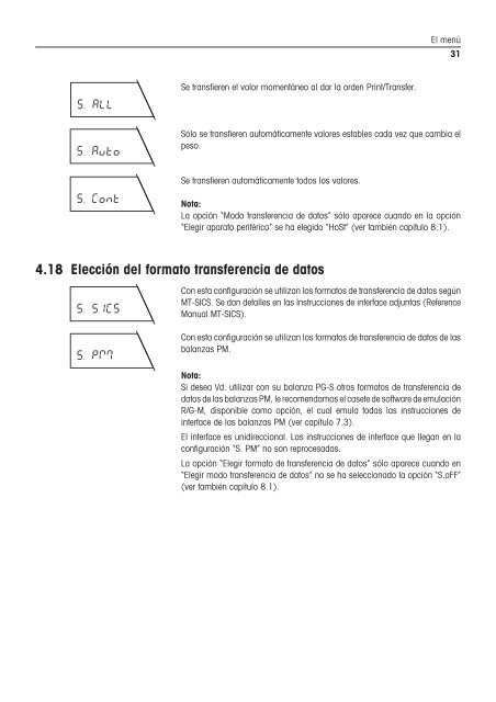 Instrucciones de manejo Balanzas PG-S - METTLER TOLEDO