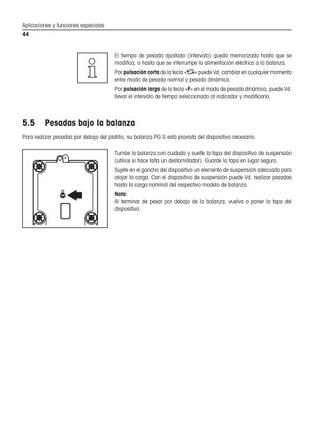 Instrucciones de manejo Balanzas PG-S - METTLER TOLEDO
