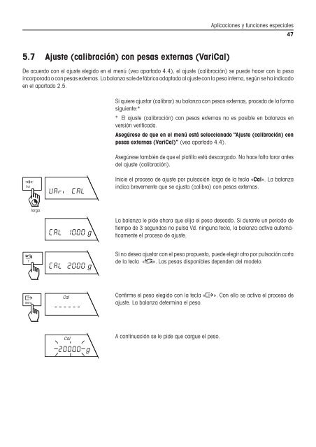 Instrucciones de manejo Balanzas PG-S - METTLER TOLEDO