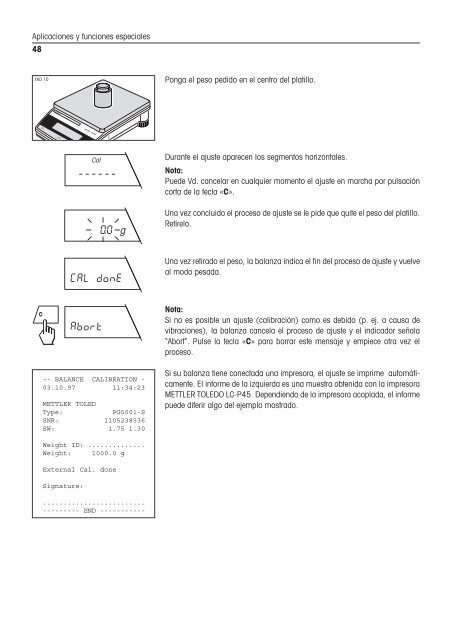 Instrucciones de manejo Balanzas PG-S - METTLER TOLEDO