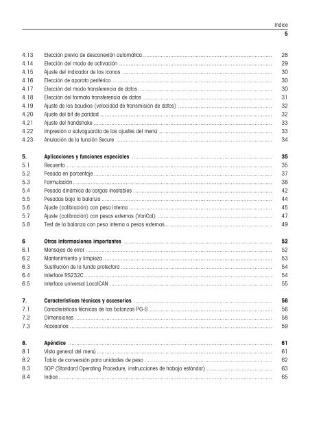 Instrucciones de manejo Balanzas PG-S - METTLER TOLEDO