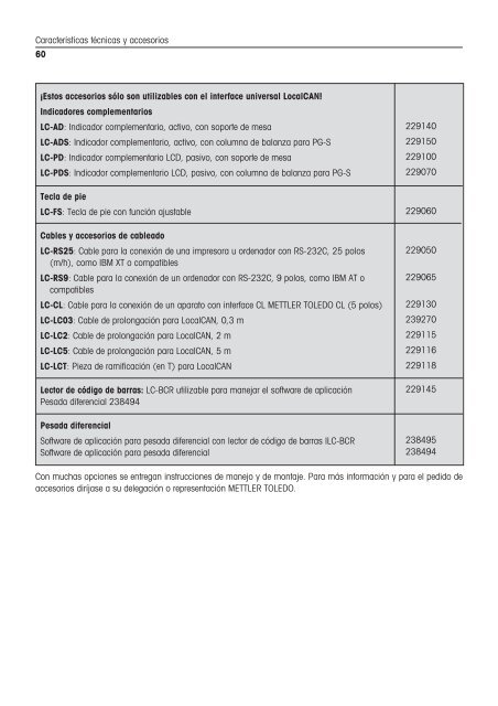 Instrucciones de manejo Balanzas PG-S - METTLER TOLEDO