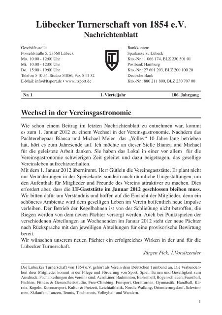 Einladung Lubecker Turnerschaft