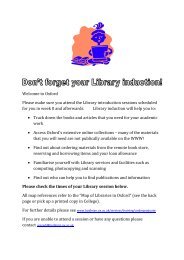 Welcome to Oxford Please make sure you attend the Library ...