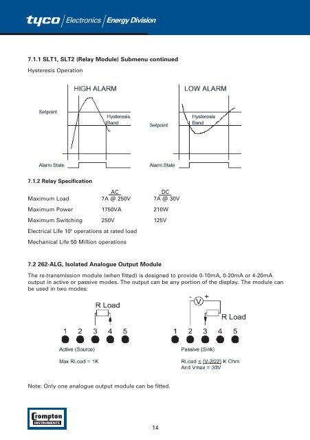 Installation and Operating Manual 262-30T Temperature ... - Crompton