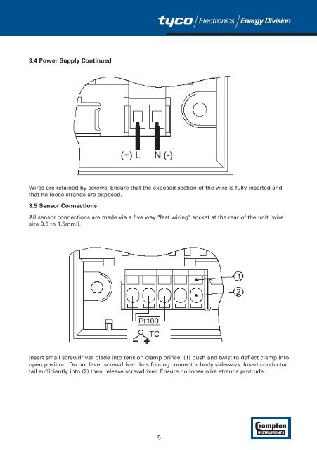 Installation and Operating Manual 262-30T Temperature ... - Crompton