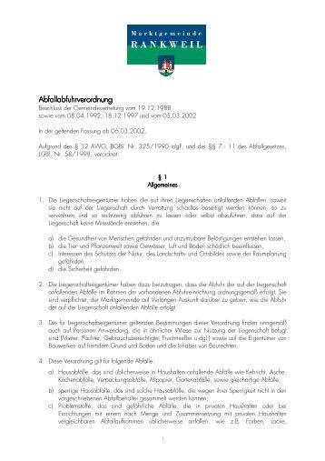 Verordnung abfuhr von Abf