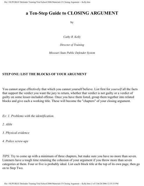 A Ten Step Guide To CLOSING ARGUMENT closing-statement
