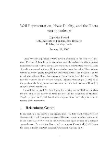 Weil Representation, Howe Duality, and the Theta correspondence