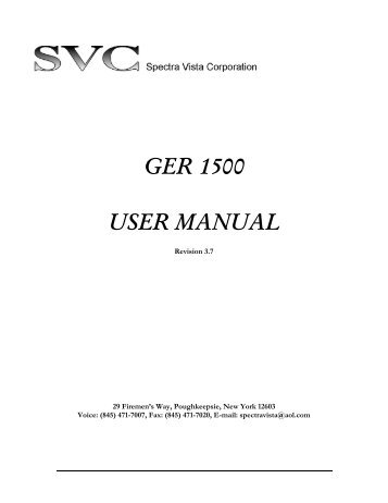 GER 1500 USER MANUAL