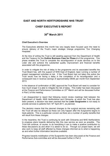 Chief executive's report - East and North Herts NHS Trust