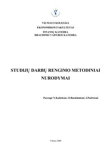 studijÅ³ darbÅ³ rengimo metodiniai nurodymai - VIKO Ekonomikos ...