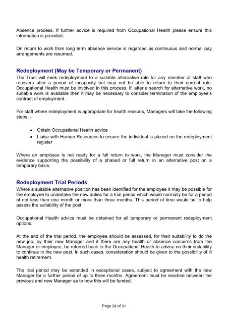 Managing Attendance Policy - Halton and St Helens PCT