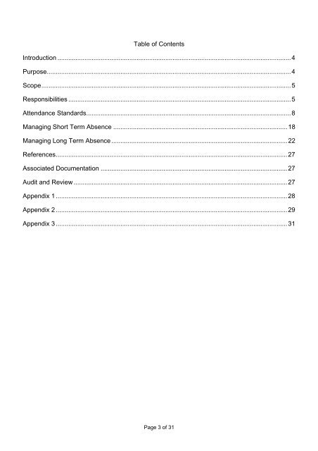 Managing Attendance Policy - Halton and St Helens PCT