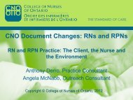 CNO Document Changes: RNs and RPNs - College of Nurses of ...