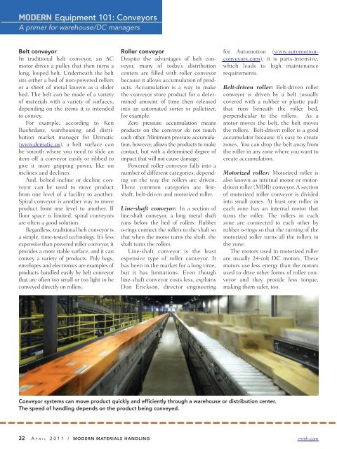 Modern Materials Handling - April 2011