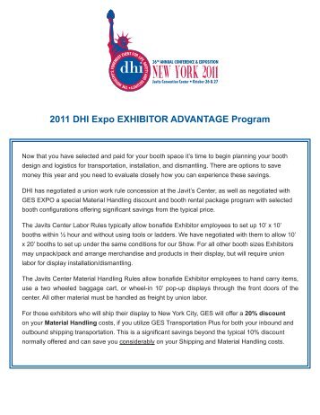 2011 DHI Expo EXHIBITOR ADVANTAGE Program