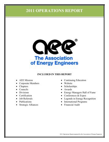 2011 OPERATIONS REPORT - Association of Energy Engineers