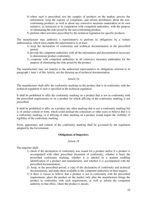 law on technical requirements for products and conformity assessment