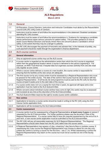 Advanced Life Support recertification course - Resuscitation Council ...