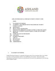 ashland theological seminary student conduct code index i ...