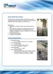 Series 700 Dynamic Sprayer Technical Specifications: - Tavlit