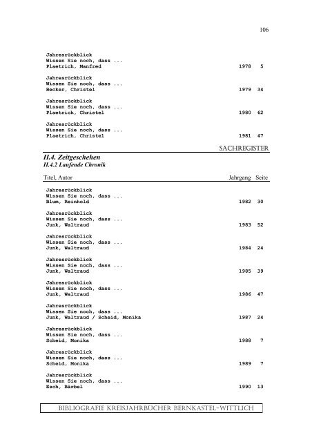 Sachregister - Landkreis Bernkastel-Wittlich