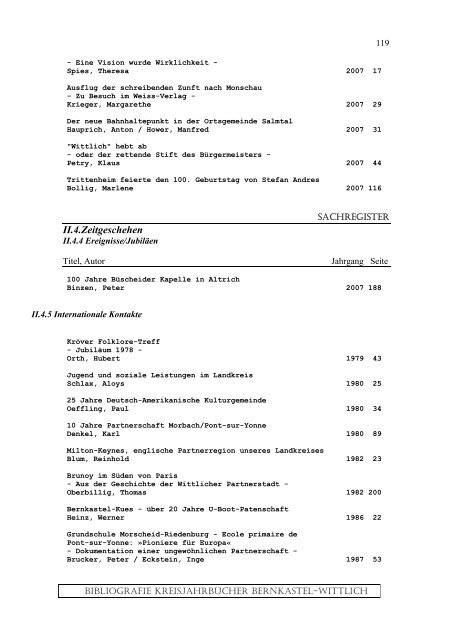 Sachregister - Landkreis Bernkastel-Wittlich