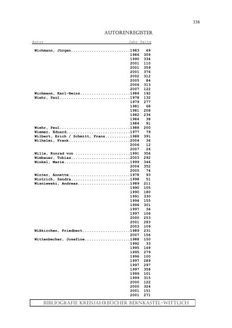 Sachregister - Landkreis Bernkastel-Wittlich