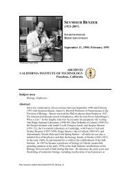 Interview with Seymour Benzer - Caltech Oral Histories