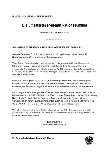 Die Umsatzsteuer-Identifikationsnummer