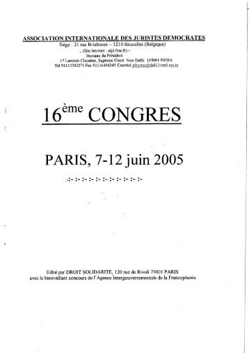 16eme CONGRES - International Association of Democratic Lawyers