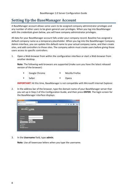 BaseManager 2.0 Server Configuration Guide - Baseline Systems