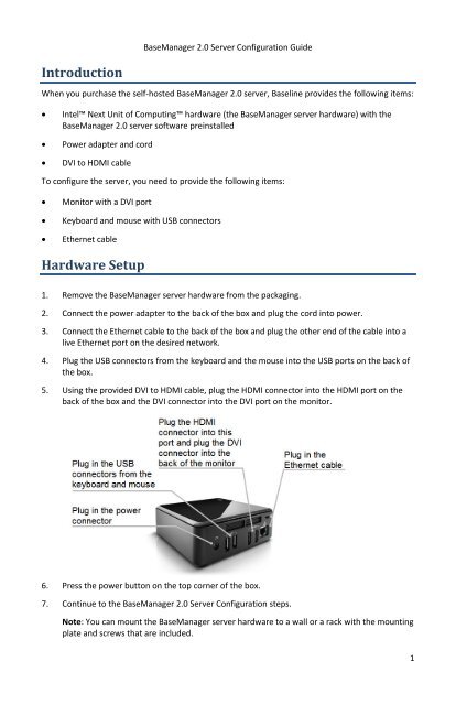 BaseManager 2.0 Server Configuration Guide - Baseline Systems