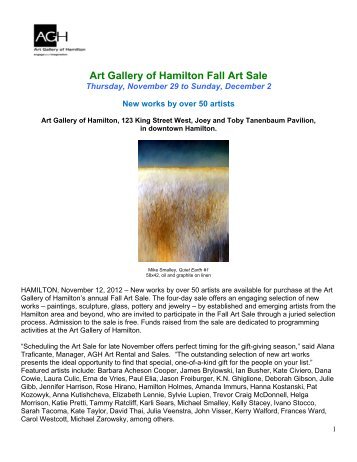 Art Gallery of Hamilton Fall Art Sale Thursday, November 29 to ...