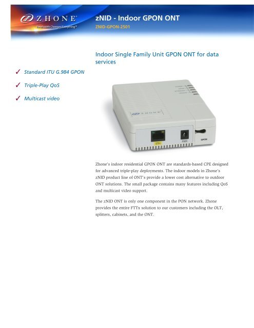 Download ZNID-GPON-2501 Datasheet