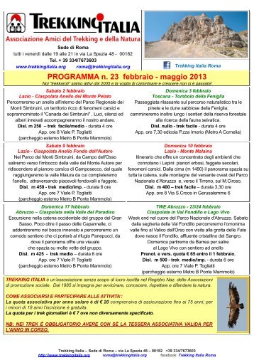 PROGRAMMA n. 23 febbraio - maggio 2013 - Trekking Italia