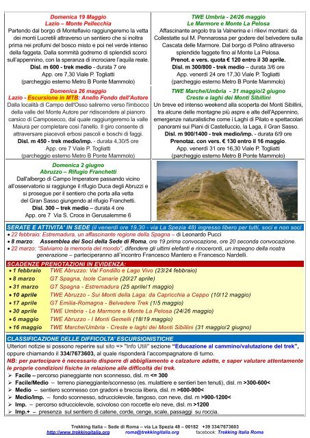 PROGRAMMA n. 23 febbraio - maggio 2013 - Trekking Italia