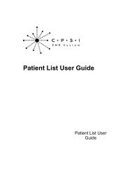 Patient List User Guide - CPSI Application Documentation