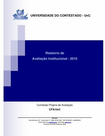 RelatÃ³rio de AvaliaÃ§Ã£o Institucional - 2010 - UnC