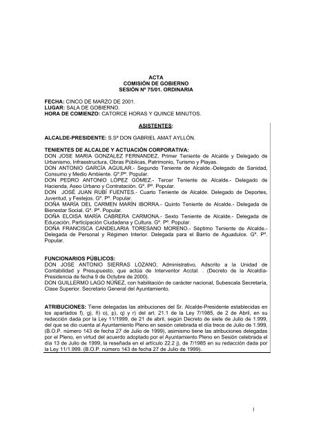 orden del dia de la comision de gobierno a celebrar el dia quince ...