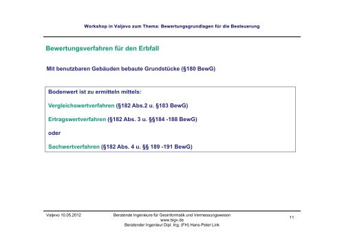 Bewertungsgrundlagen g g g fÃ¼r die Besteuerung