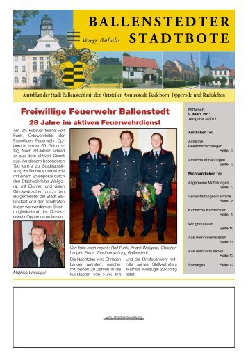 BALLENSTEDTER STADTBOTE Wiege Anhalts