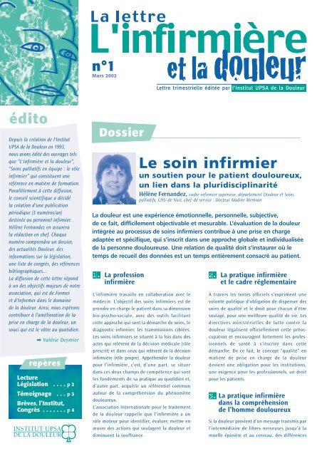 La lettre l'infirmiÃ¨re et la douleur - 1 - Institut upsa de la douleur