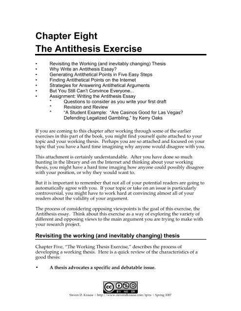 antithesis worksheet