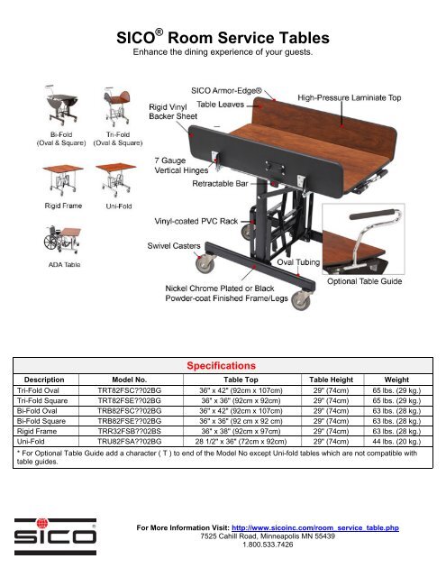 Sico Room Service Tables Sico Inc