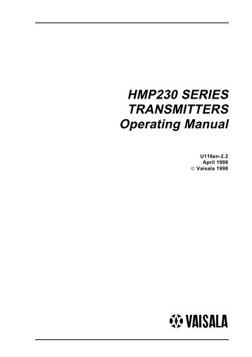 HMP230 SERIES TRANSMITTERS Operating Manual - JACH