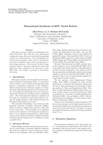 Dimensional Synthesis of RPC Serial Robots